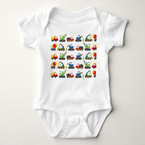 Cute Colorful Construction Vehicle Toy Cars   Baby Bodysuit