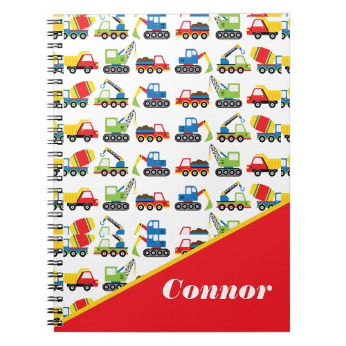 Cute Colorful Construction Vehicle Toy Cars  Notebook