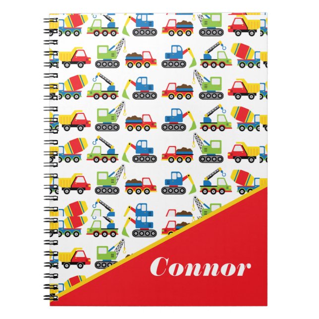 Cute Colorful Construction Vehicle Toy Cars  Notebook (Front)