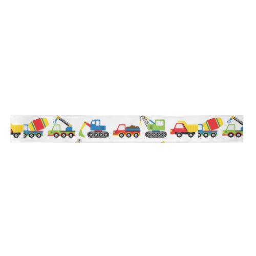 Cute Colorful Construction Vehicle Toy Cars Satin Ribbon