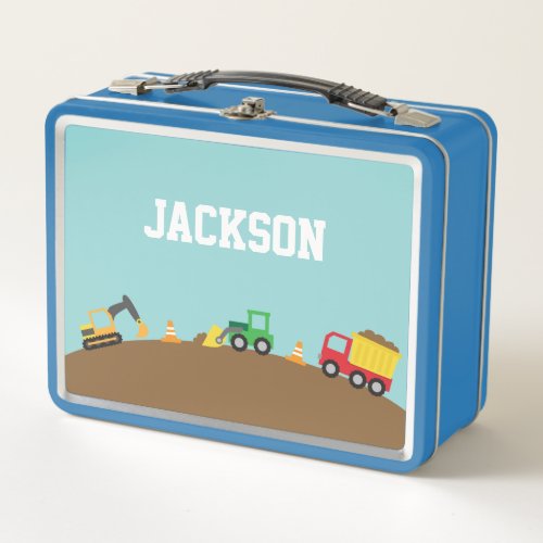 Cute Colorful Construction Vehicles For Boys Lunch Metal Lunch Box