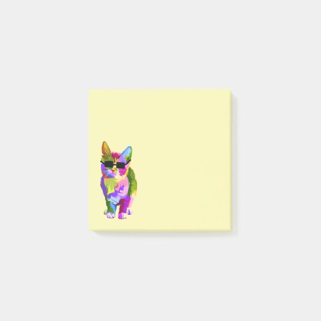 Cute colorful cool cat stationery post-it notes (Front)