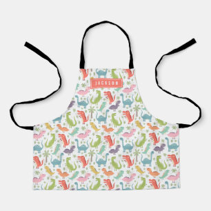 Cute & Colorful Coral Dinosaur Pattern Kids Apron