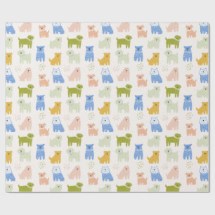 Cute Colorful Crayon Dogs Wrapping Paper