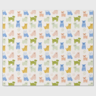 Cute Colorful Crayon Dogs Wrapping Paper
