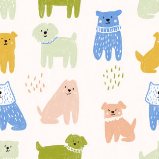 Cute Colorful Crayon Dogs Wrapping Paper Medium Gift Bag