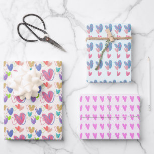 Cute Colorful Crayon Hearts Wrapping Paper Sheets