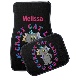 Cute &Colorful CRAZY CAT LADY Car Floor Mat