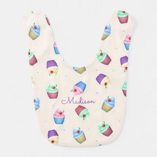 Cute Colorful Cupcakes Baby Bib