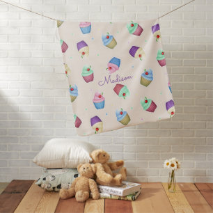 Cute Colorful Cupcakes Baby Blanket