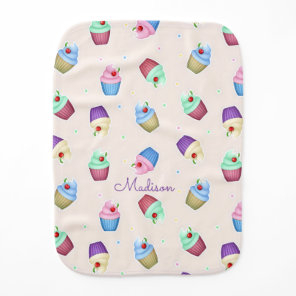 Cute Colorful Cupcakes Baby Burp Cloth