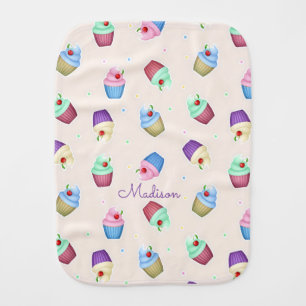 Cute Colorful Cupcakes Baby Burp Cloth