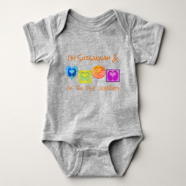 Cute Colorful Custom Multi Heart Blocks Baby Bodys Bodysuit (Front)