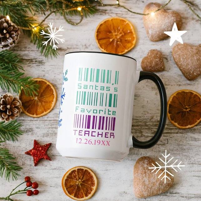 Cute Colorful Custom Name Christmas Teacher Gift Mug (Creator Uploaded)