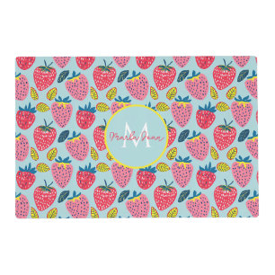 Cute colorful cutsom strawberry Design Pattern Placemat