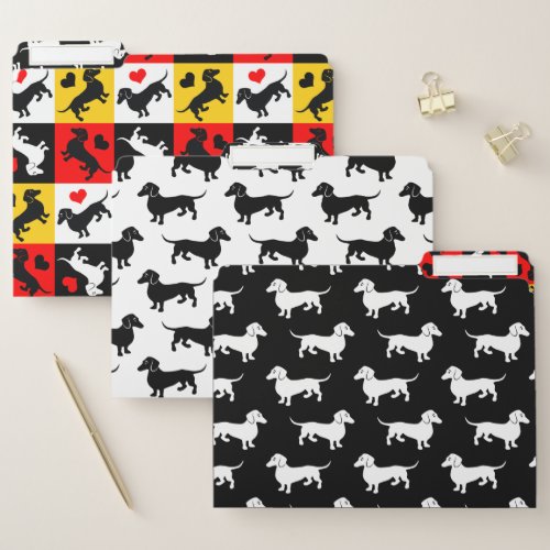 Cute Colorful Dachshund Patterns for Doxie Lover File Folder