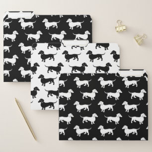 Cute Colorful Dachshunds Black and White File Folder