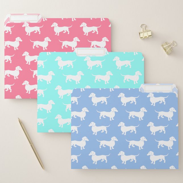 Cute Colorful Dachshunds Custom Hue File Folder (Set)