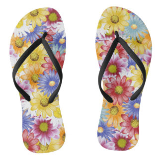  cute colorful daisies Flip Flops