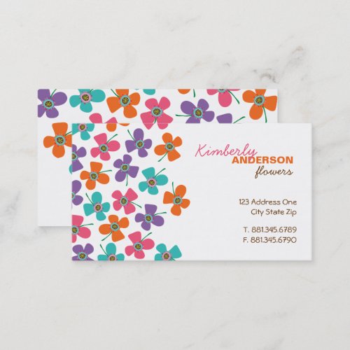 Cute Colorful Daisies Pop Summer Flowers Whimsical Business Card