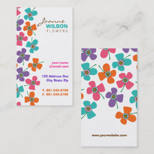 Cute Colorful Daisies Pop Summer Flowers Whimsical Business Card