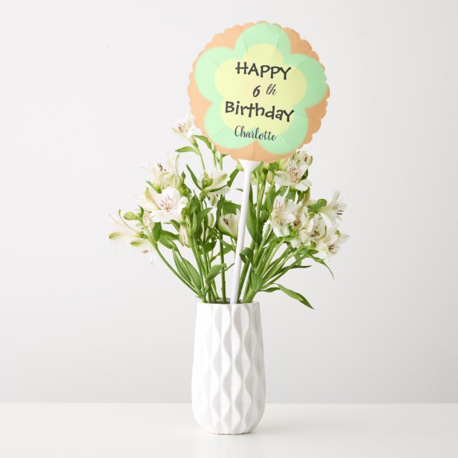 Cute colorful Daisy flower pattern Birthday name Balloon (Vase)