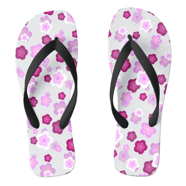 Cute colorful Daisy flower pattern Birthday name Flip Flops (Footbed)