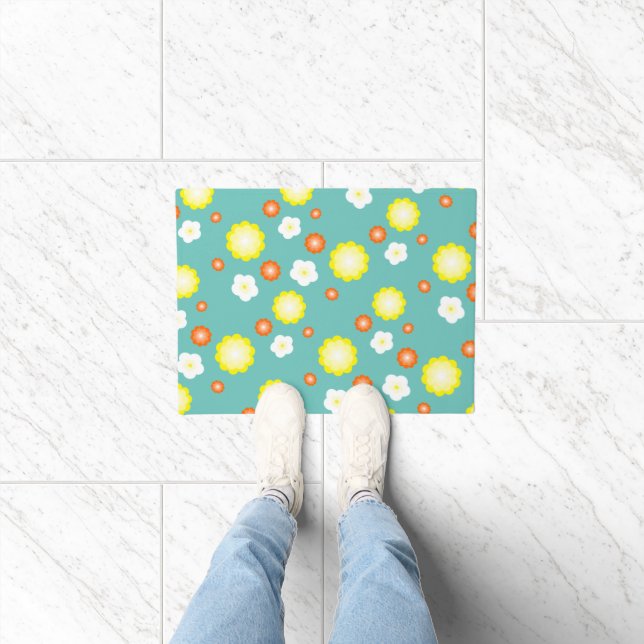 Cute colorful Daisy flower pattern Doormat (Indoor)