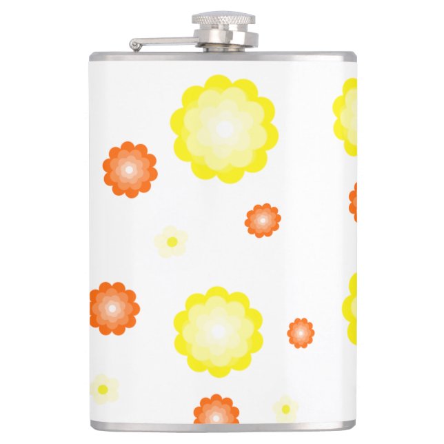 Cute colorful Daisy flower pattern Flask (Front)