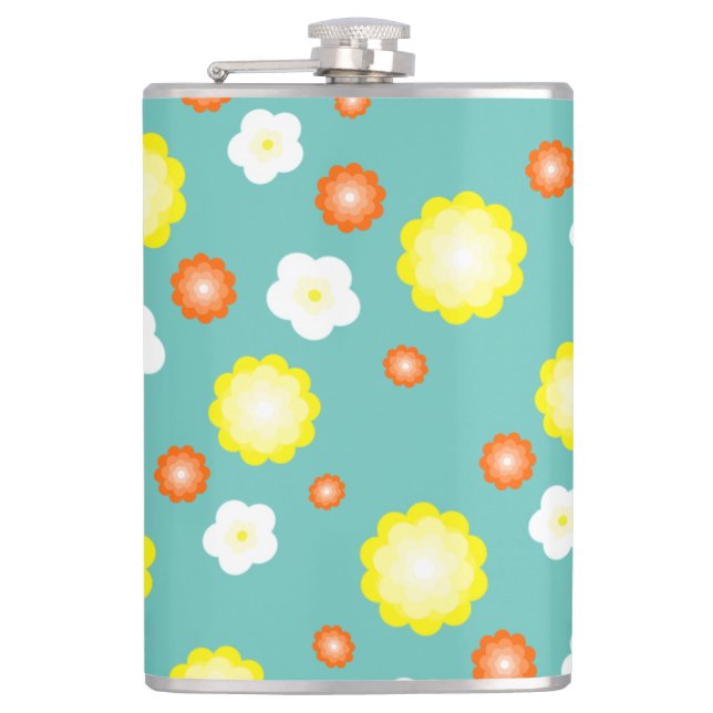 Cute colorful Daisy flower pattern Flask (Front)