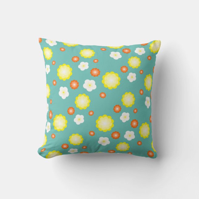 Cute colorful Daisy flower pattern Throw Pillow (Front)