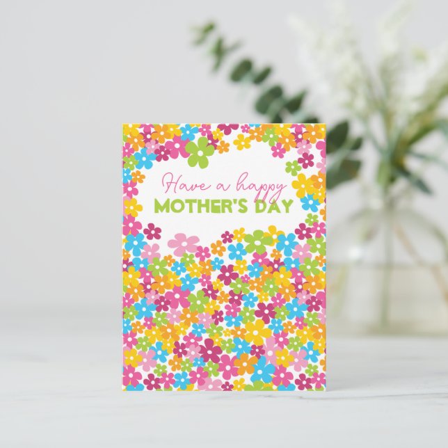 Cute colorful daisy flowers Happy Mother's Day  Postcard (Standing Front)