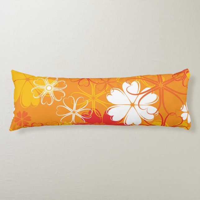 Cute Colorful Daisy Illustration Floral Pattern Body Pillow (Front)