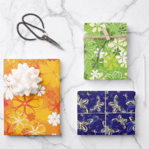Cute Colorful Daisy Illustration Floral Pattern Wrapping Paper Sheets
