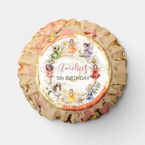 Cute Colorful Dancing Floral Fairies Gold Glitter Reeses Peanut Butter Cups