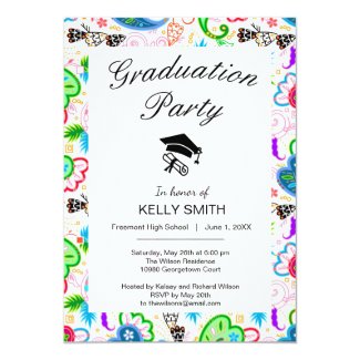 Cute colorful decorative flowers graduation party
