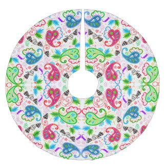 Cute colorful decorative flowers patterns brushed polyester tree skirt