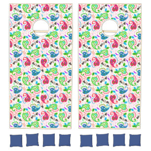 Cute colorful decorative flowers patterns cornhole set