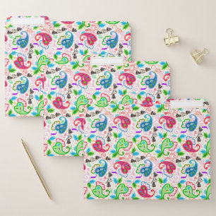 Cute colorful decorative flowers patterns license file folder