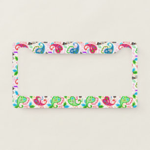 Cute colorful decorative flowers patterns license plate frame