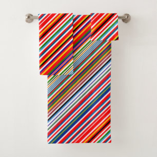Cute colorful decorative stripes bath towel set
