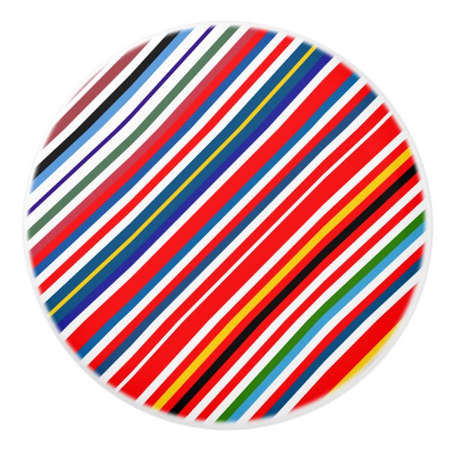 Cute colorful decorative stripes ceramic knob (Front)