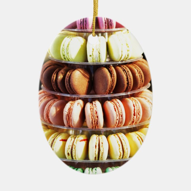 Cute Colorful Dessert French Macaron Ceramic Ornament (Front)