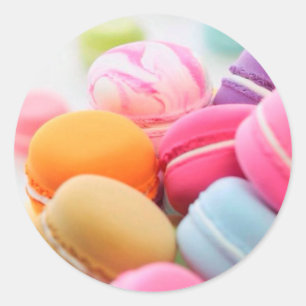 Cute Colorful Dessert French Macaron Classic Round Sticker