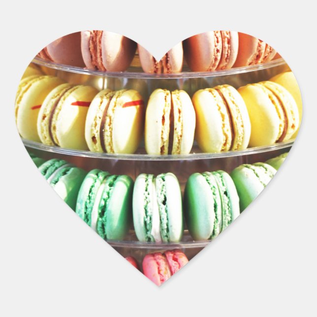 Cute Colorful Dessert French Macaron Heart Sticker (Front)