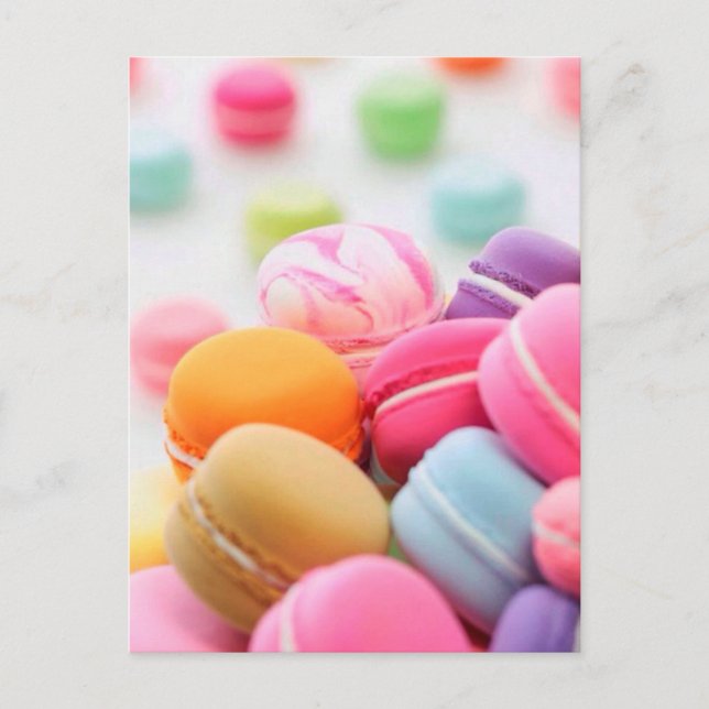 Cute Colorful Dessert French Macaron Postcard (Front)