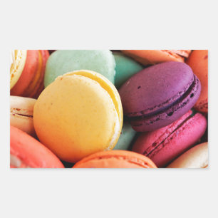 Cute Colorful Dessert French Macaron Rectangular Sticker