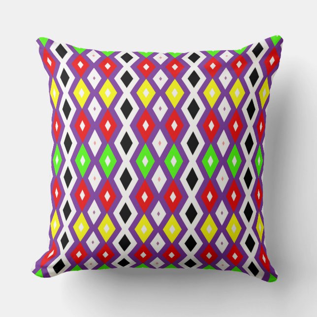 Cute colorful diamonds pattern throw pillow (Front)
