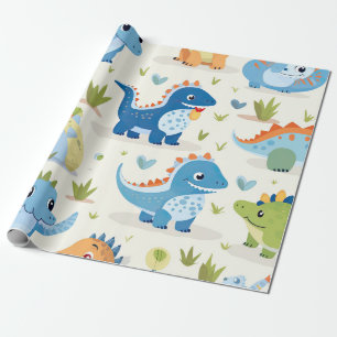 Cute Colorful Dinosaur Baby Pattern Wrapping Paper