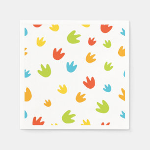 Cute Colorful Dinosaur Footprints Birthday Party Napkins